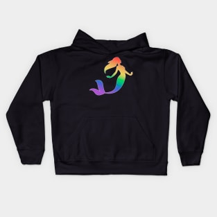 Rainbow mermaid silhouette Kids Hoodie